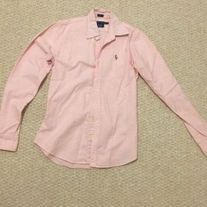 Pink button down Ralph Lauren slim fit shirt